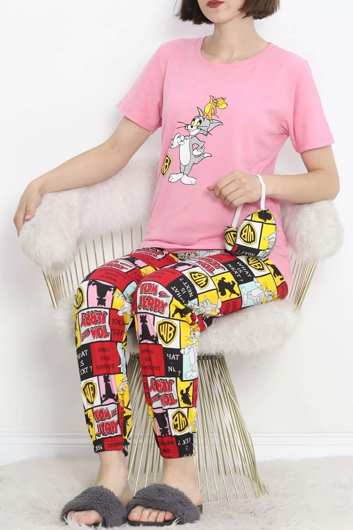 Pajama Set with Elastic Cuffs Pink - 18736.1567.