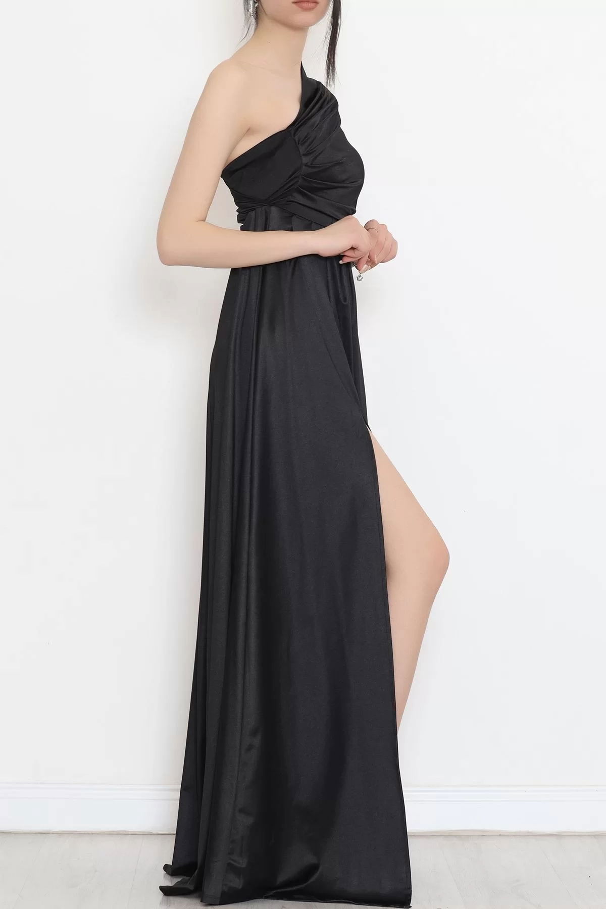 Long Satin Dress Black - 582227.1592.