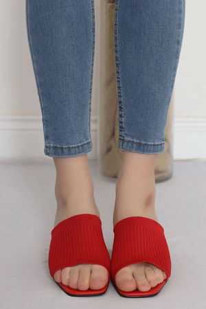 5 Cm Heeled Slippers Red - 18199.264.