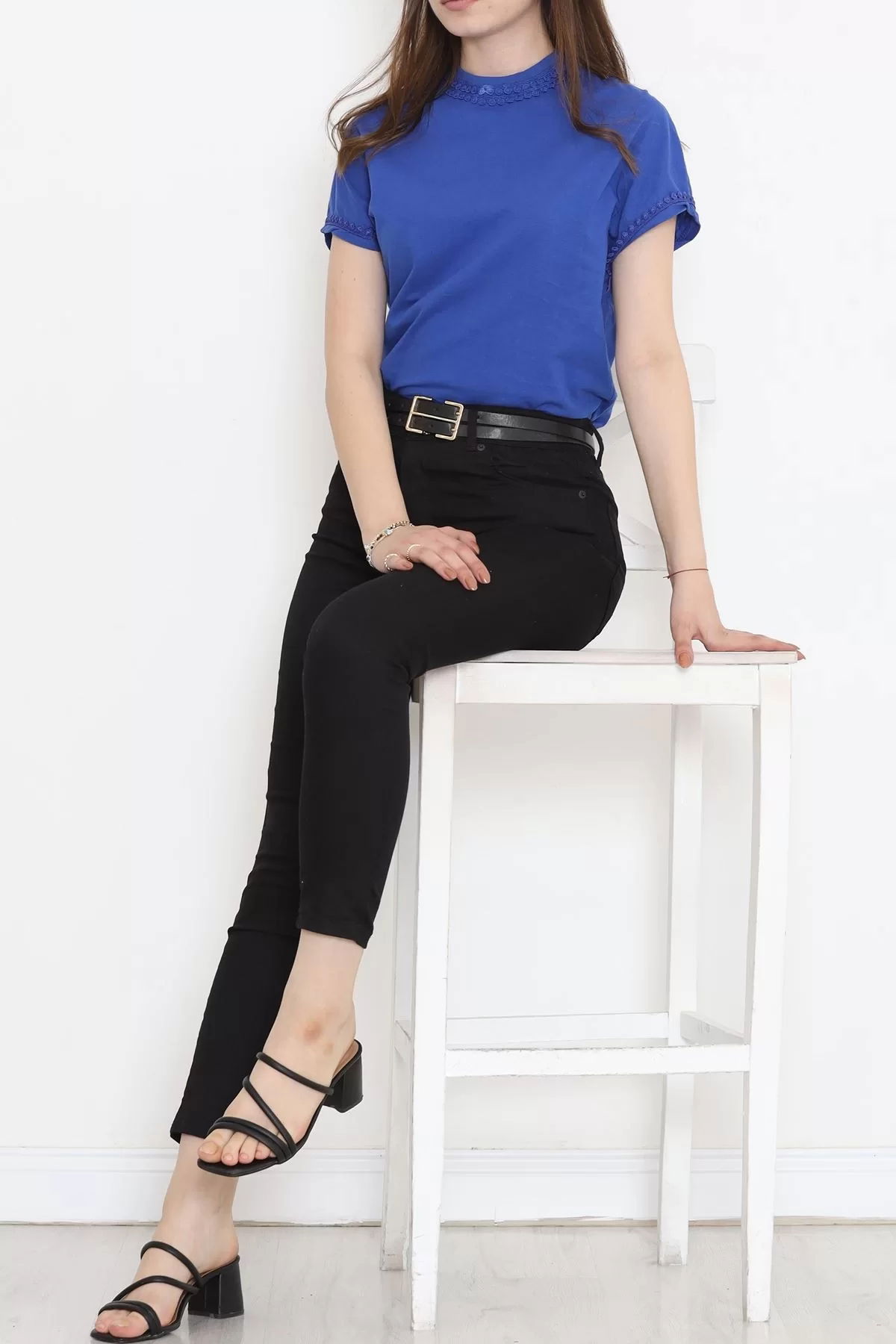 Collar Guipure Single Jersey T-Shirt Saks - 16489.1567.