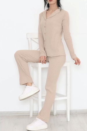 Front Buttoned Fitted Suit Beige - 11927.1567.