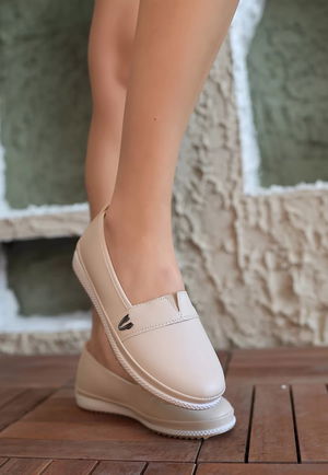 Gtay Beige Skin Babet Shoes