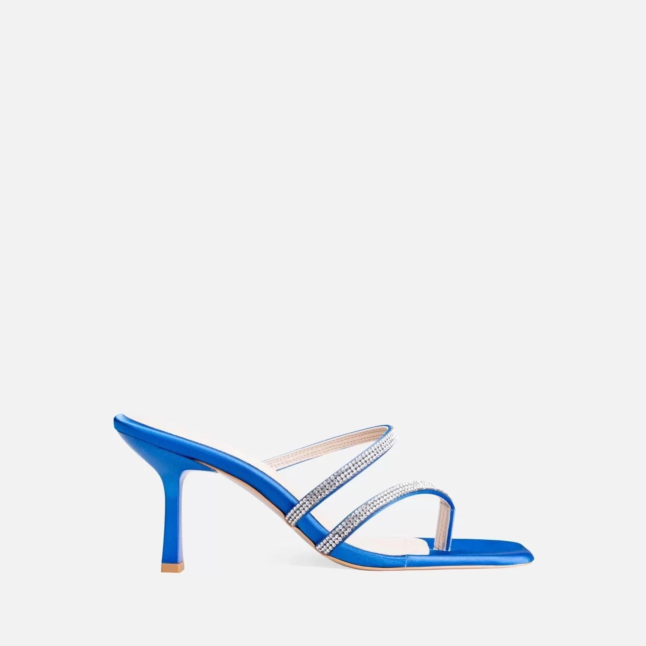 Oyra Blue Satin Heeled Slippers