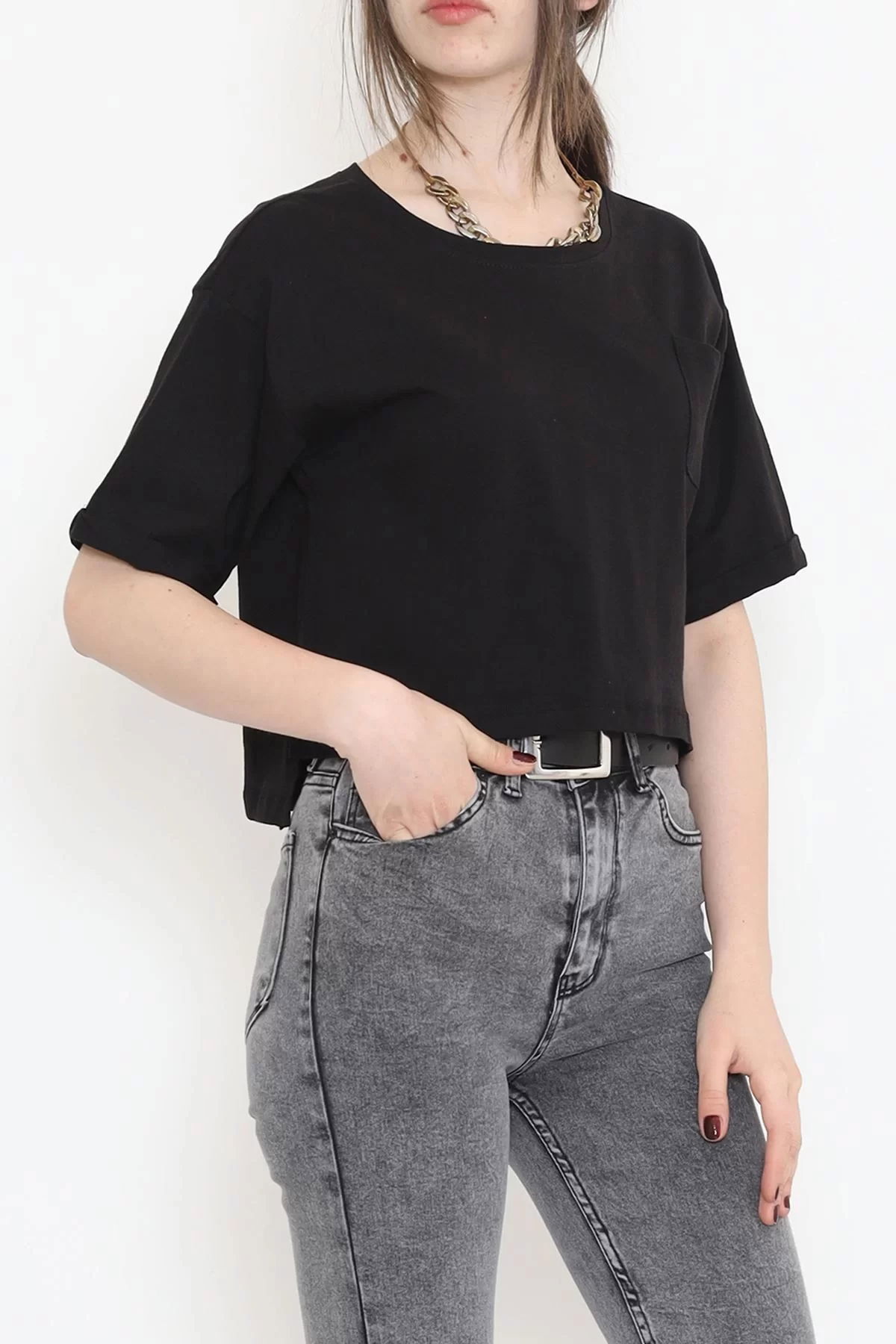 Crew Neck Pocket T-Shirt Black - 16563.1567.