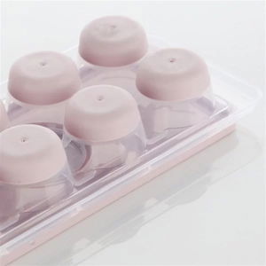 Tufeyo 12pcs Plastic Ice Cube Mold with Lid Non-stick Silicone Base