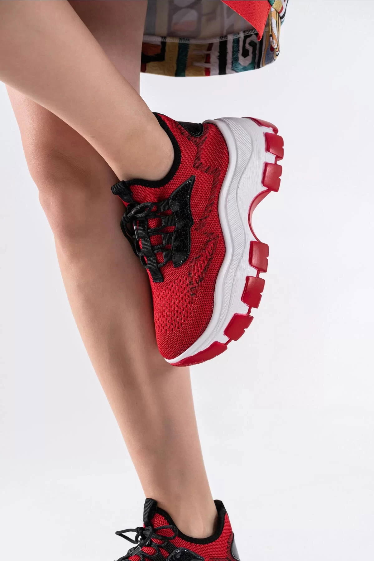 Toga Red Tricot Lace-Up Sneakers