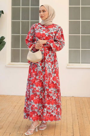 Patterned Dress Gray Red - 10067.1778.