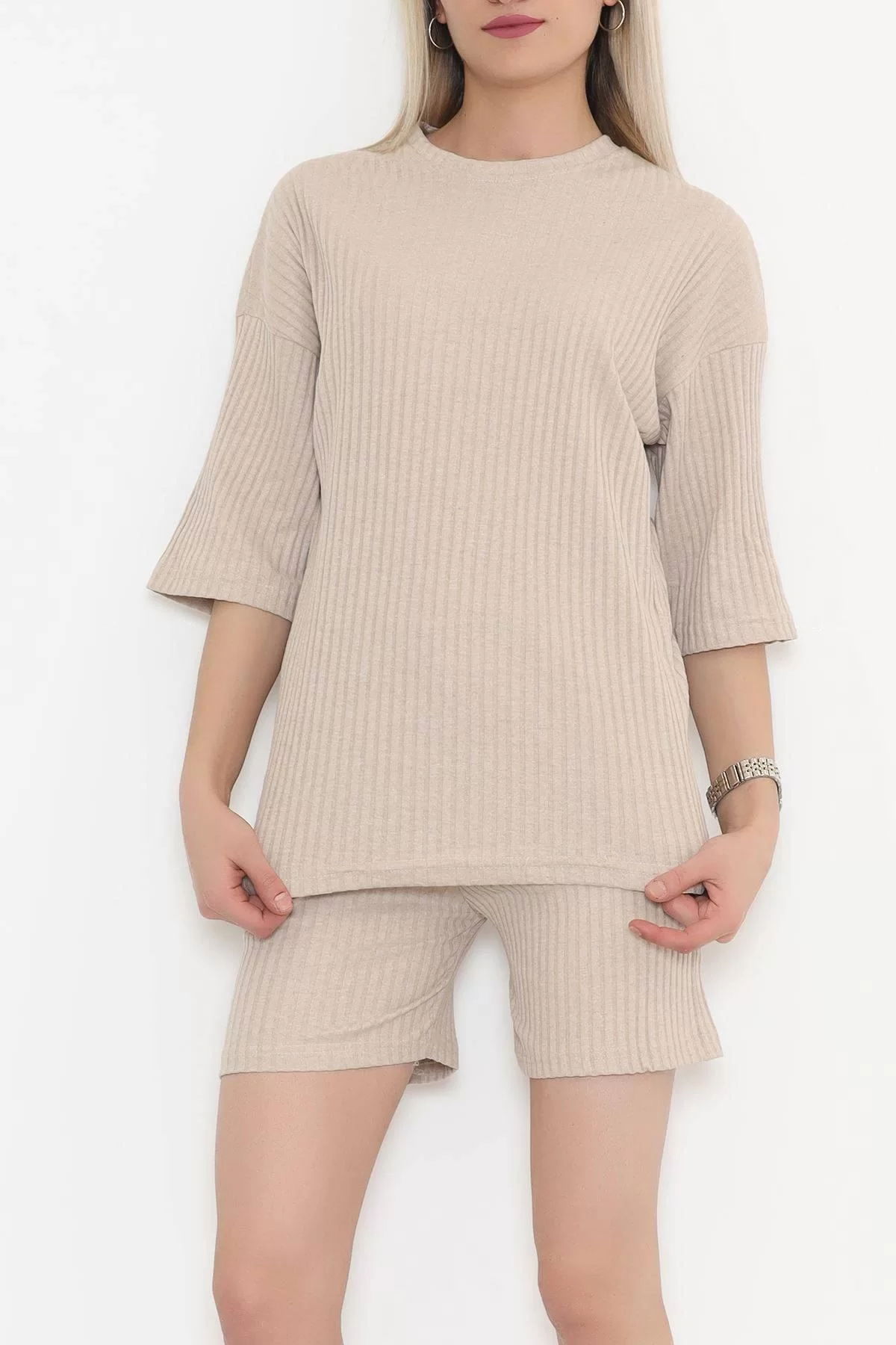 Crew Neck Shorts Set Stone - 11552.1567.