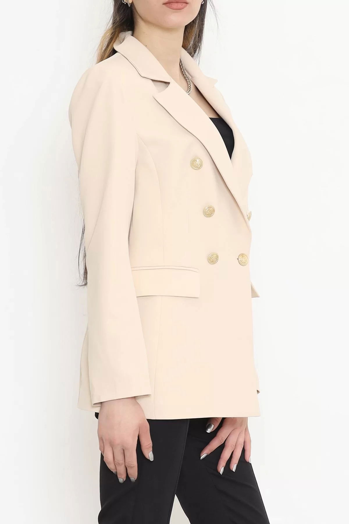 Gold Buttoned Blazer Jacket Beige - 912.1247.