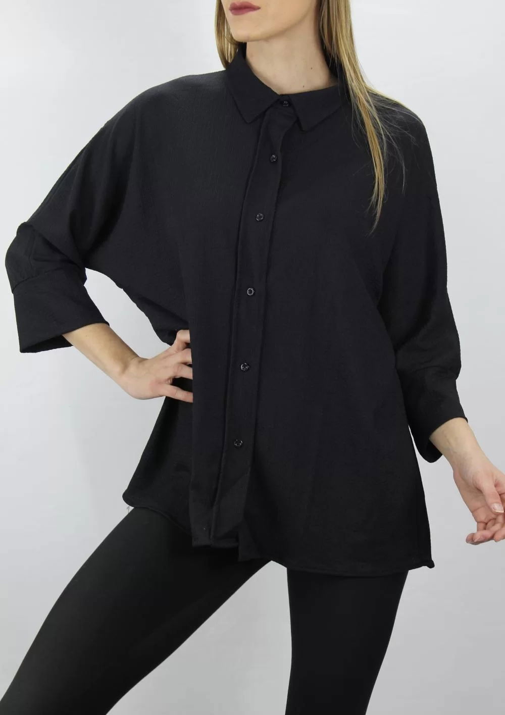 Crinkle Shirt Black - Lks2406.75