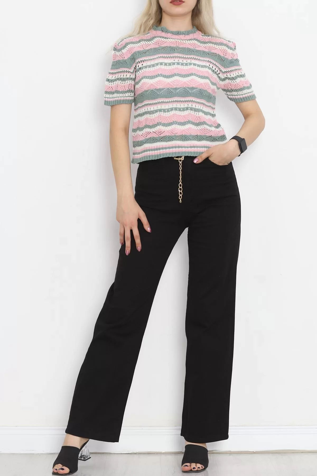 Wavy Color Sweater Mint Pink - 4164.1247.