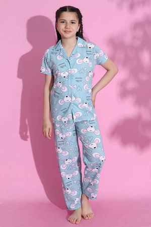 4-13 Age Children's Pajama Set Light Blue - 403.1287.