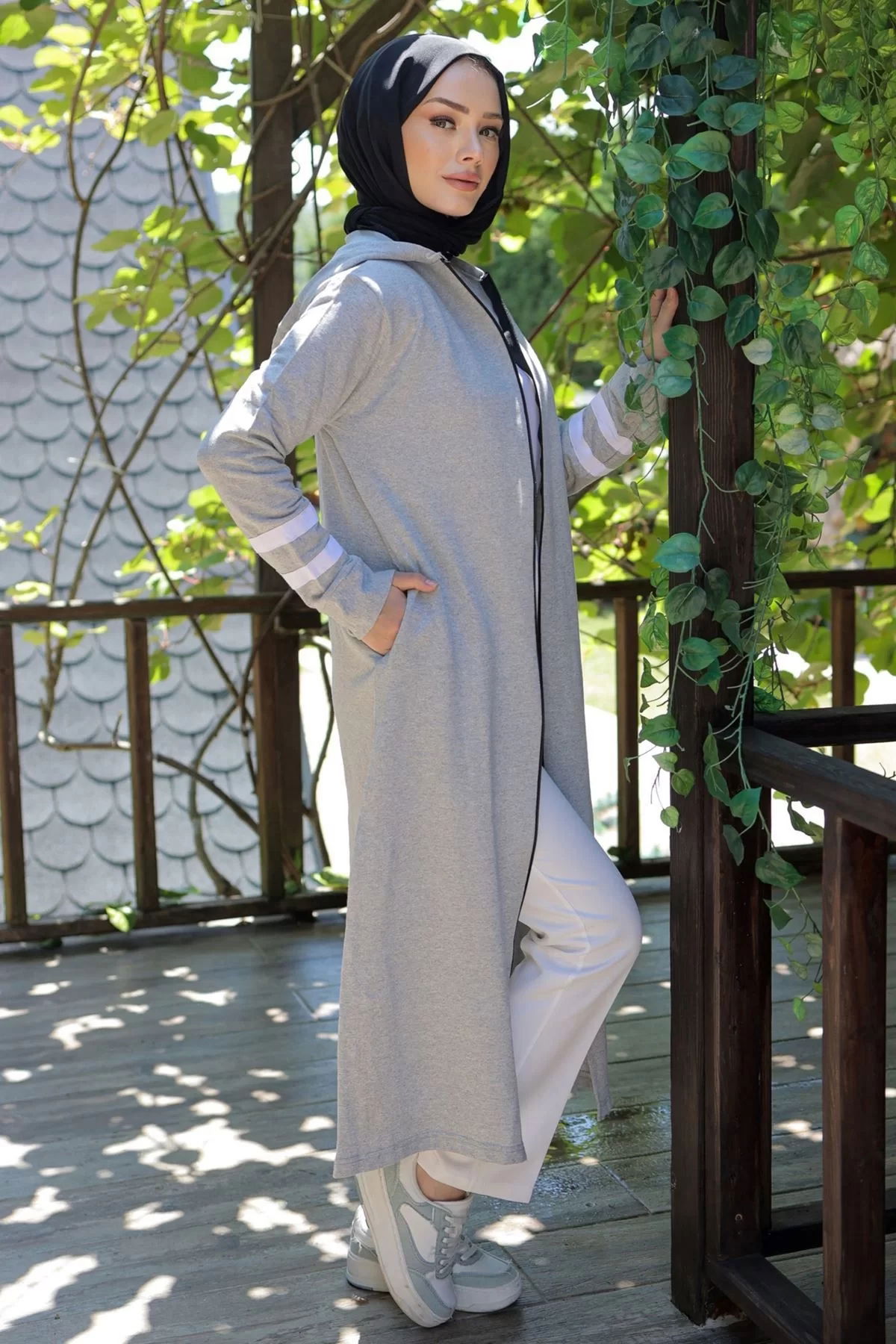 Zippered Abaya Gray - 20342.1778.