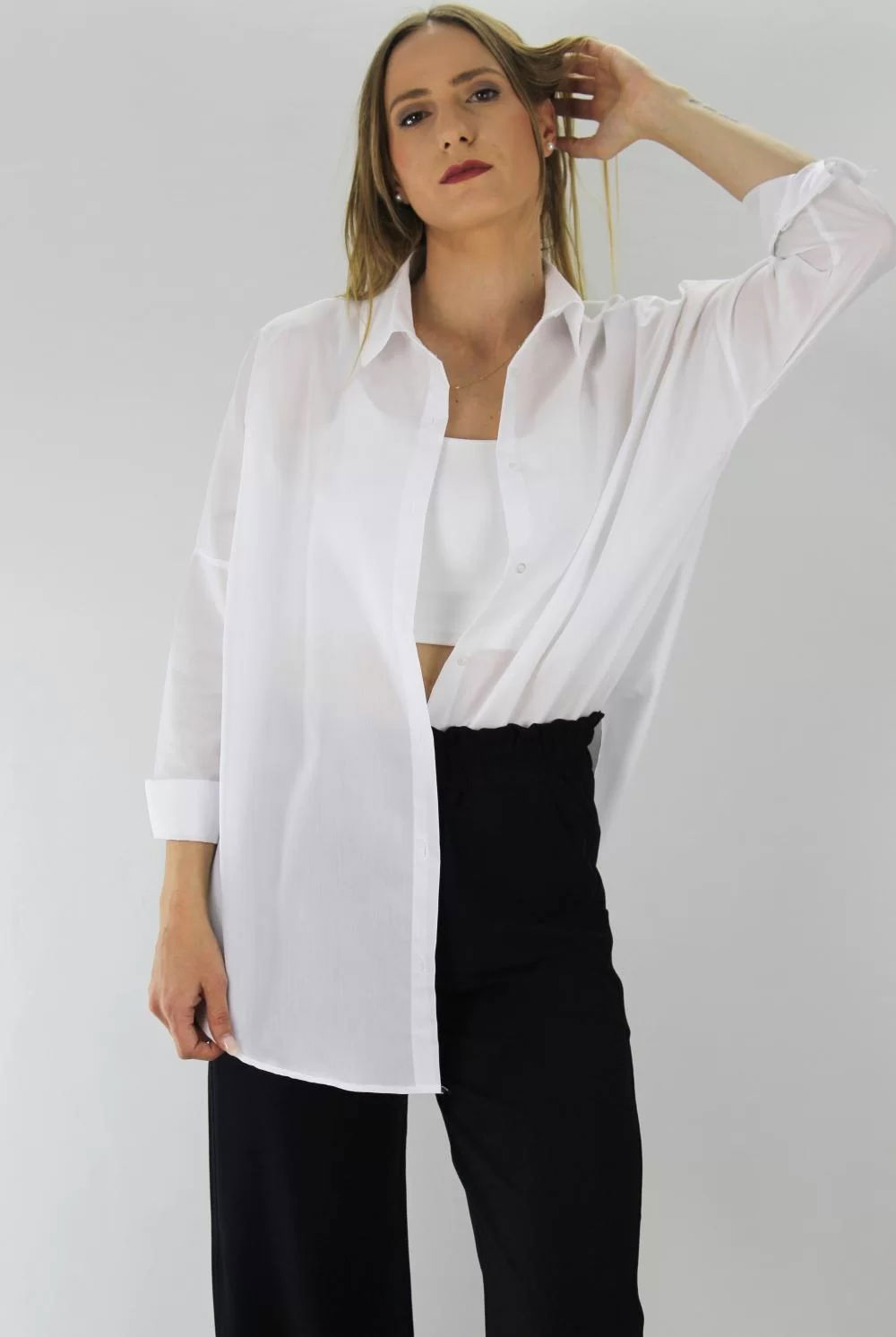 Poplin Shaggy Shirt White - 1155.55