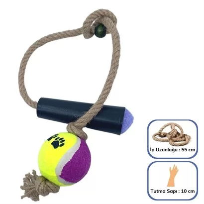 Tufeyo Tennis Ball Tooth Rope Teeth Scratching Dog Toy Tennis Ball Tug of War 2 Players Game