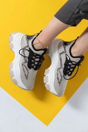 Toga Gray Tricot Lace-up Sneakers