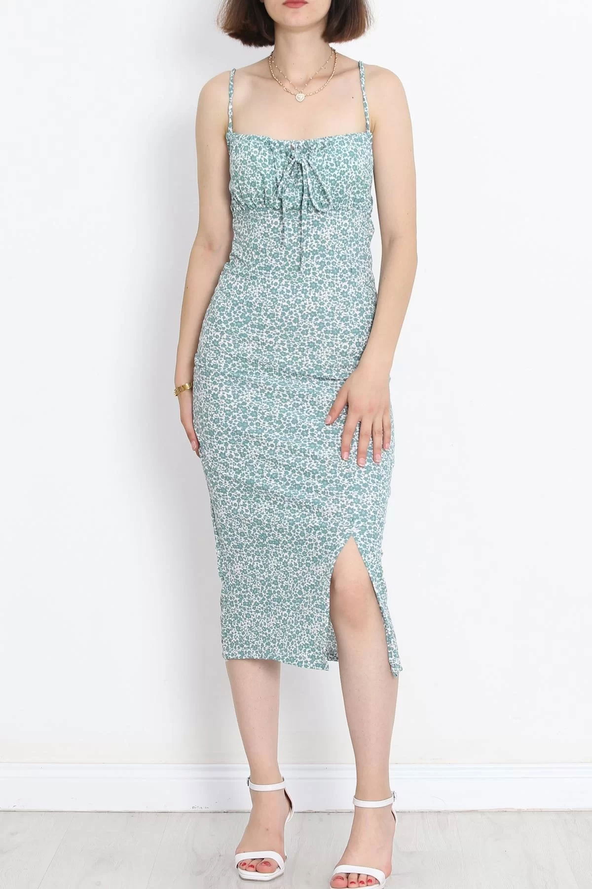 Patterned Dress with Straps Mint2 - 650.1247.