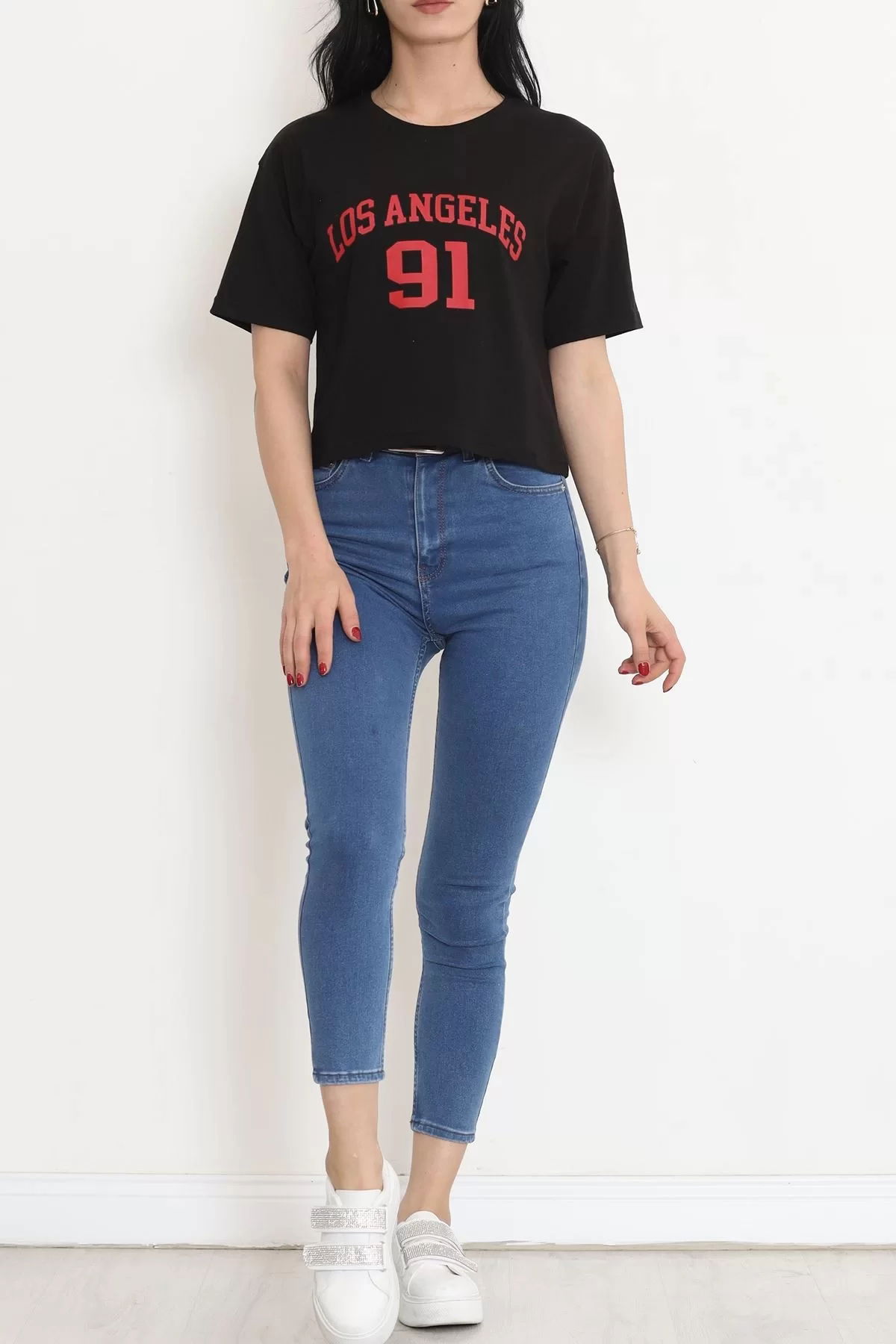 Printed Crop T-shirt Black - 16481.1567.