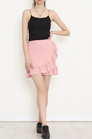 Ruffled Asymmetric Cut Mini Skirt Rose Crocus - 16558.631.