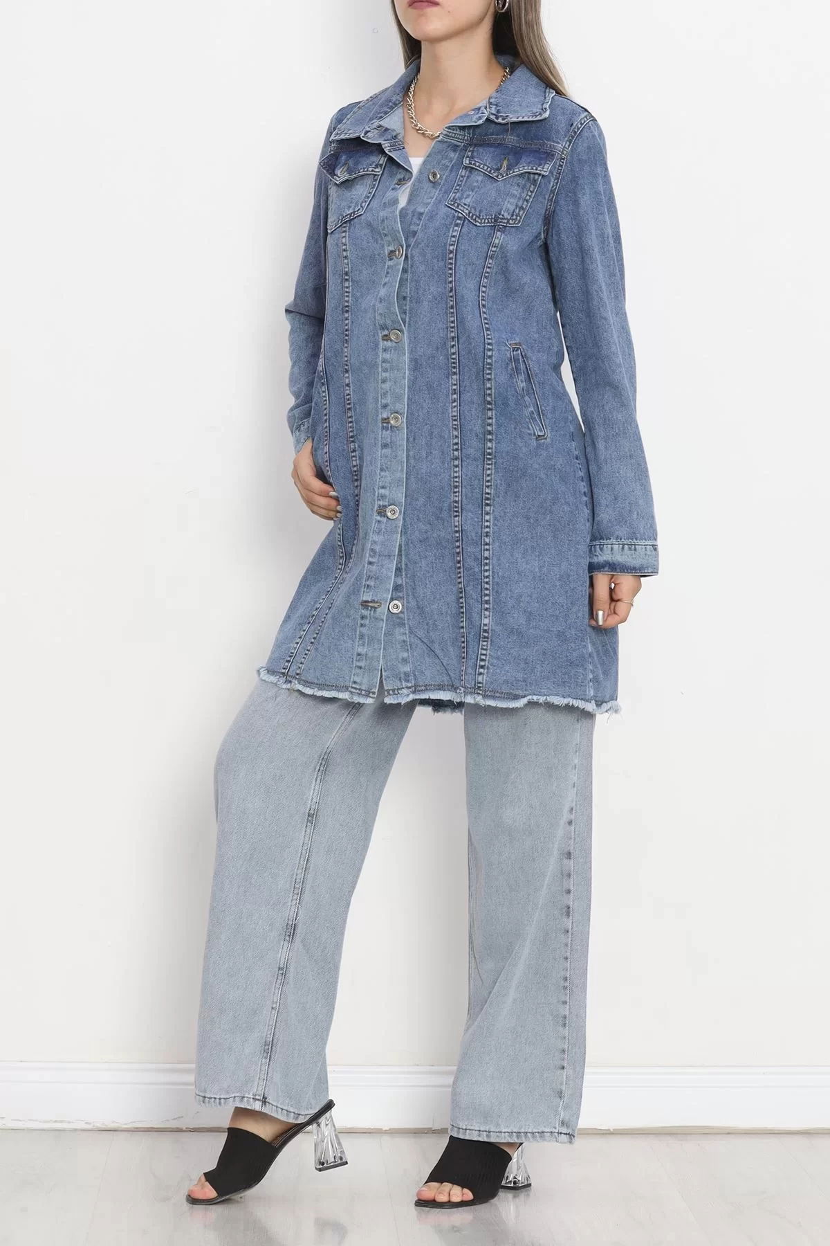 Long Denim Jacket Blue - 20369.1778.