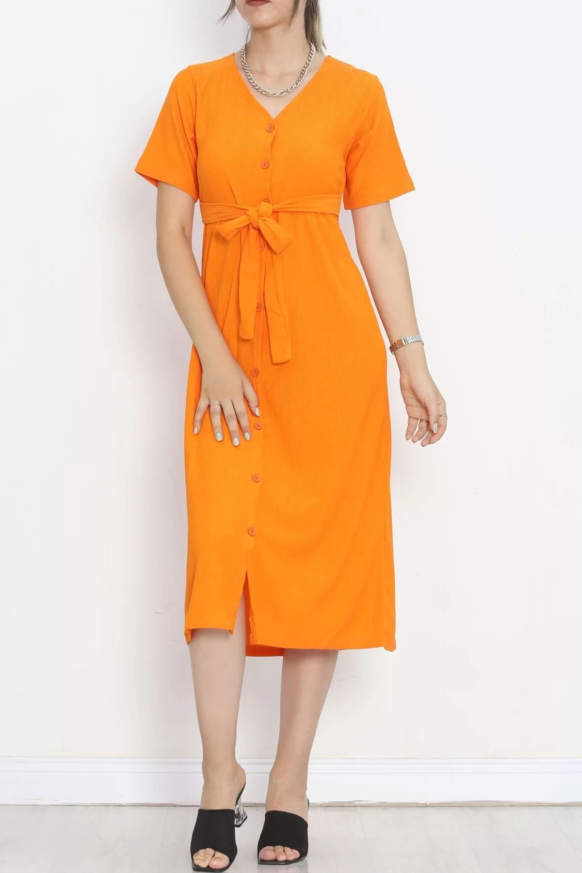 Button Front Dress Orange - 12181.1254.