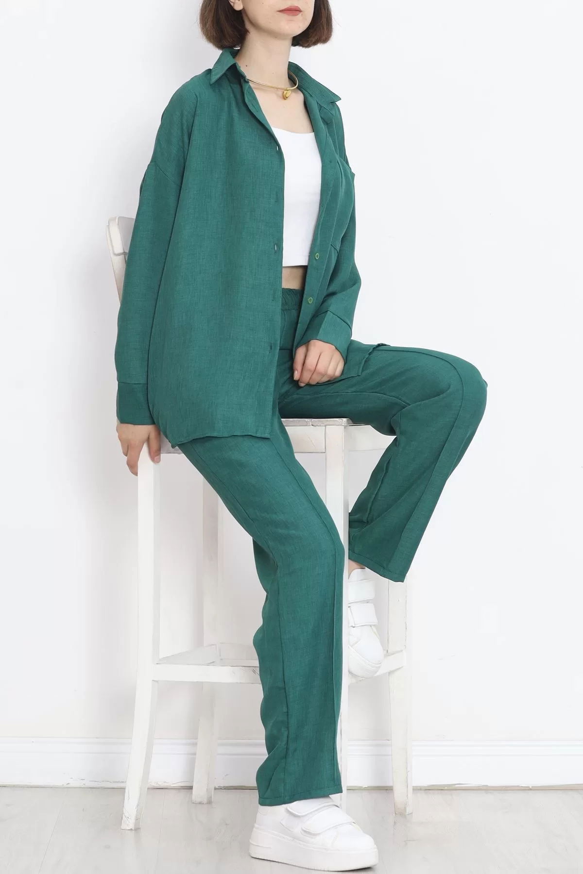 Linen Shirt Set Green - 20347.1778.