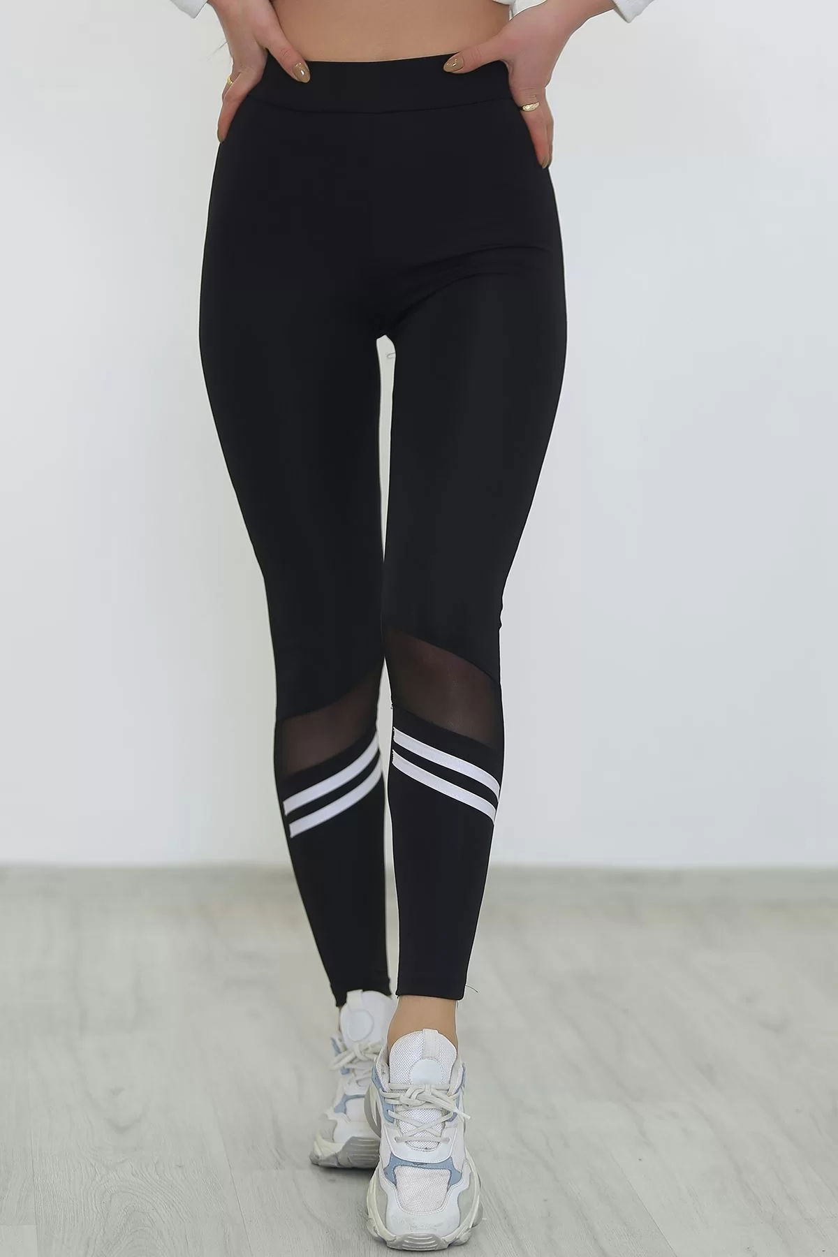 Tulle leggings with leg stripes Black - 8632.1567.