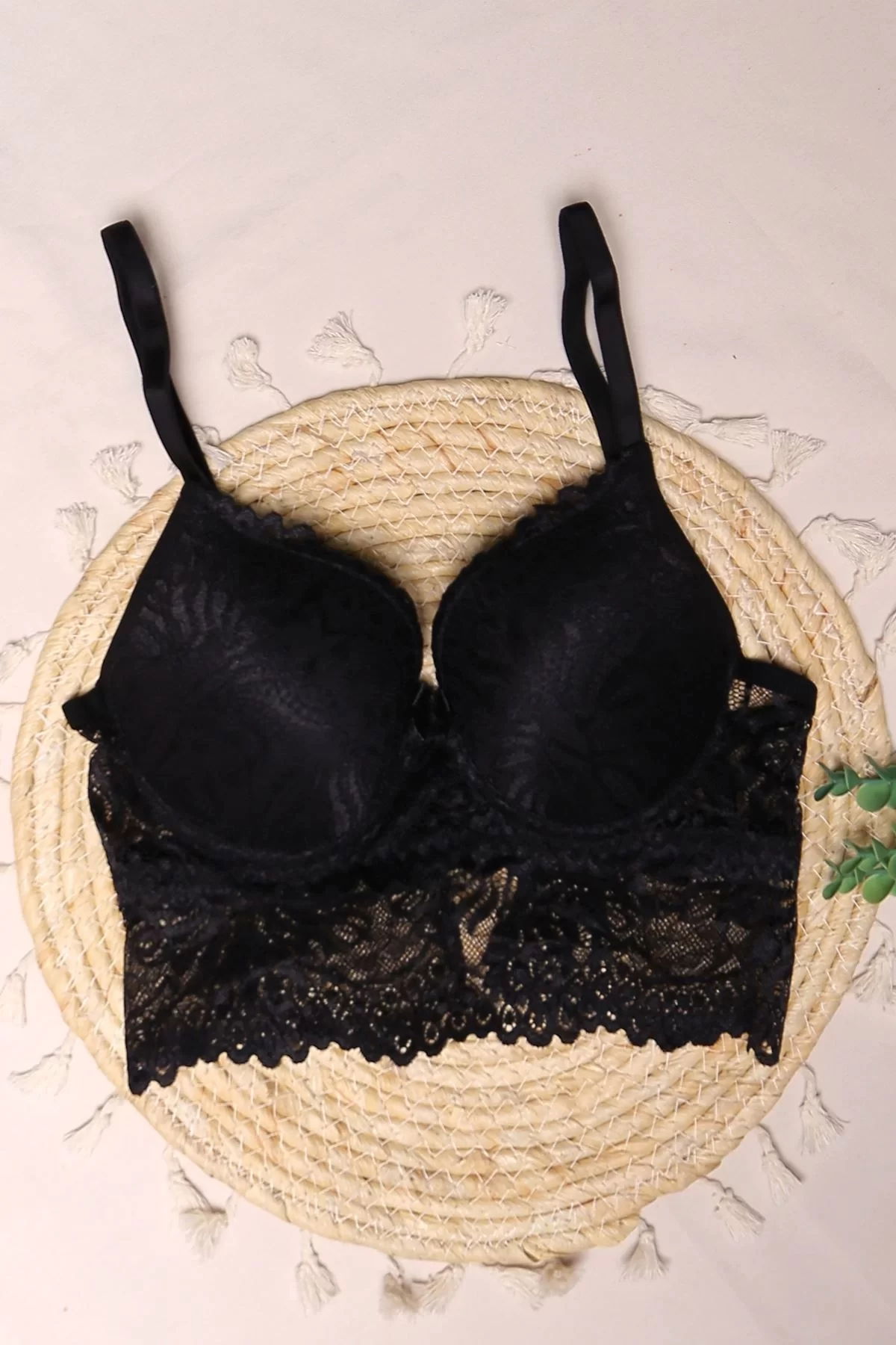 Lace Skirted Empty Bra Set Black - 2515-b.1783.