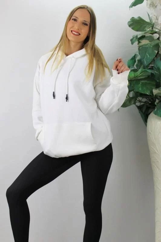 Three Yarn Hooded Sweat White - 2410.2022