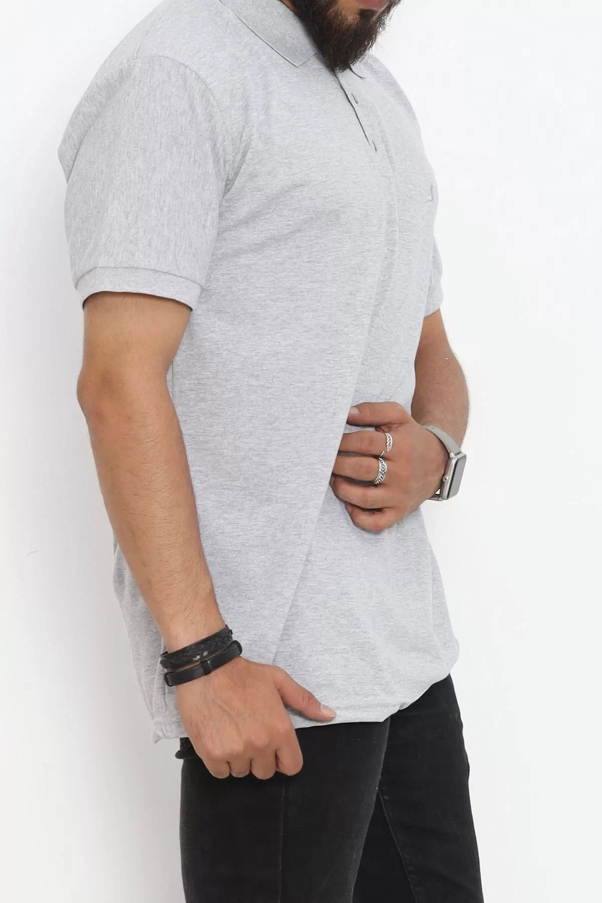 Plus Size Polo Collar T-Shirt Gray - 20019.1778.