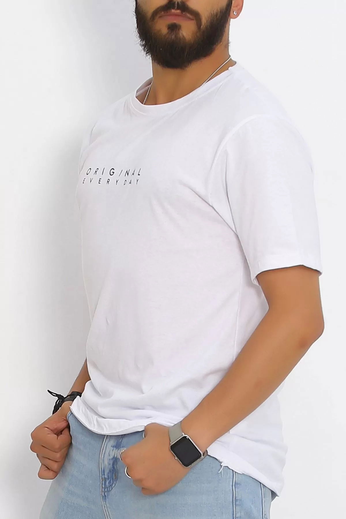 Printed Oversize Men's T-Shirt White - 20020.1567.