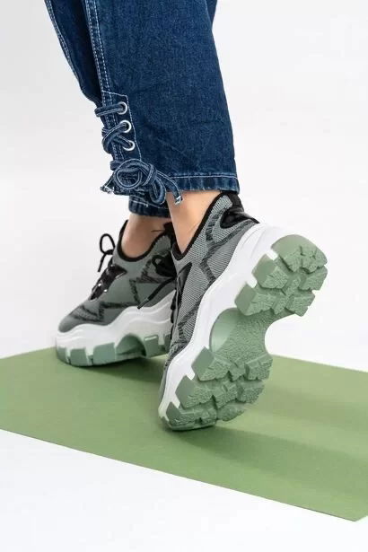 Toga Green Tricot Lace-up Sneakers