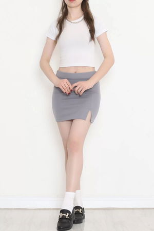 Slit Mini Skirt Gray - 16435.1778.