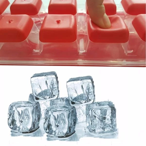 Tufeyo 12pcs Plastic Ice Cube Mold with Lid Non-stick Silicone Base