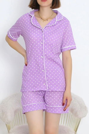 Pajama set with buttoned shorts and polka dots - 18944.1567.