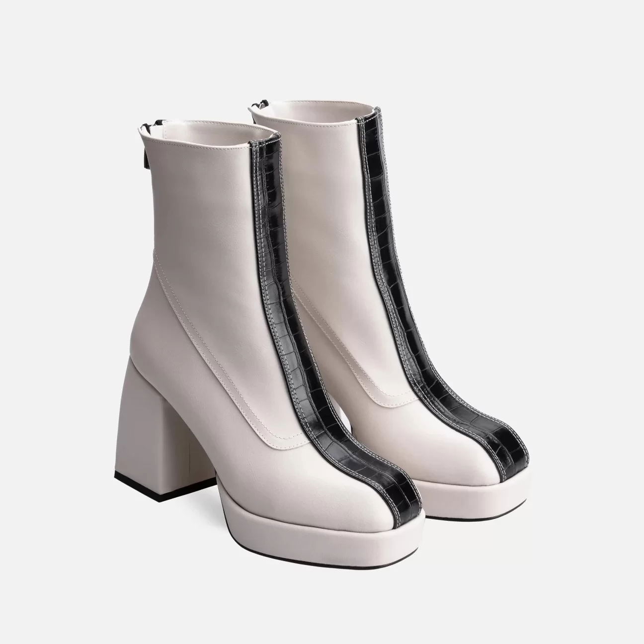 Cnor Off-White Skin Heeled Boots