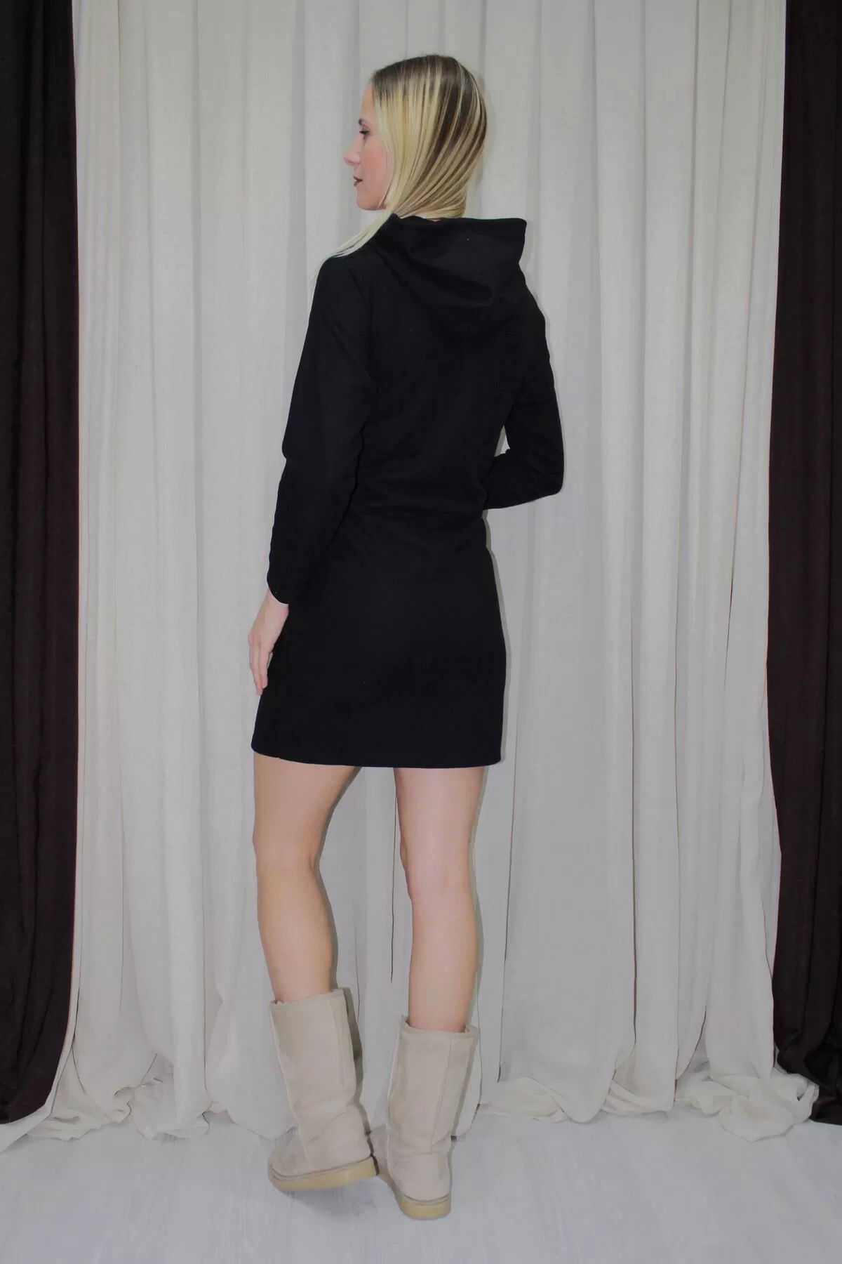 Thessaloniki Hooded Dress Black - 139.0135