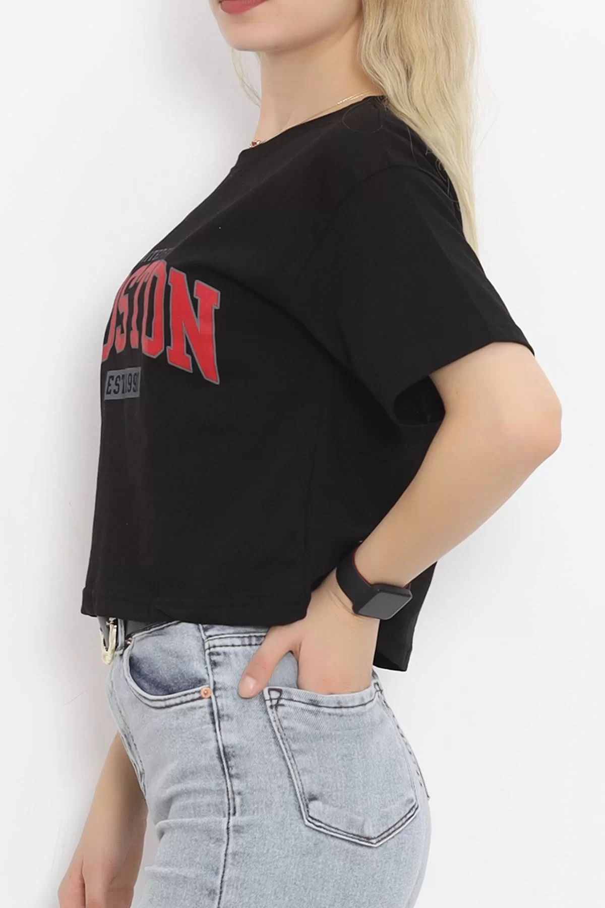 Printed Crop T-shirt Black - 16473.1567.