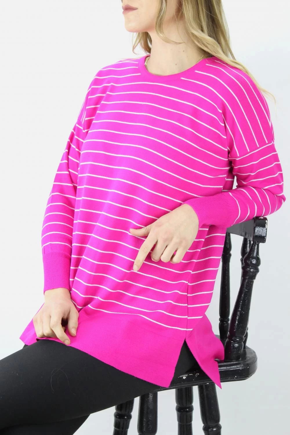 Striped Crew-Neck Sweater Fuchsia - Dl1663.01