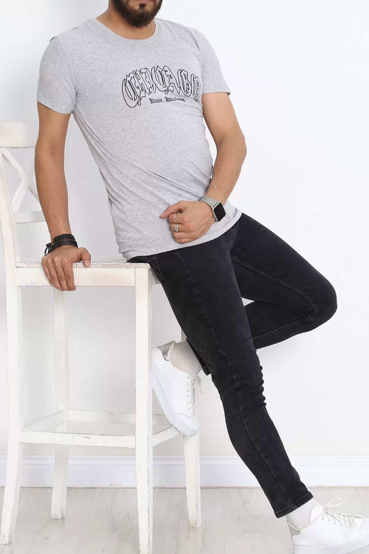 Printed Men's T-shirt Gray - 20407.1778.