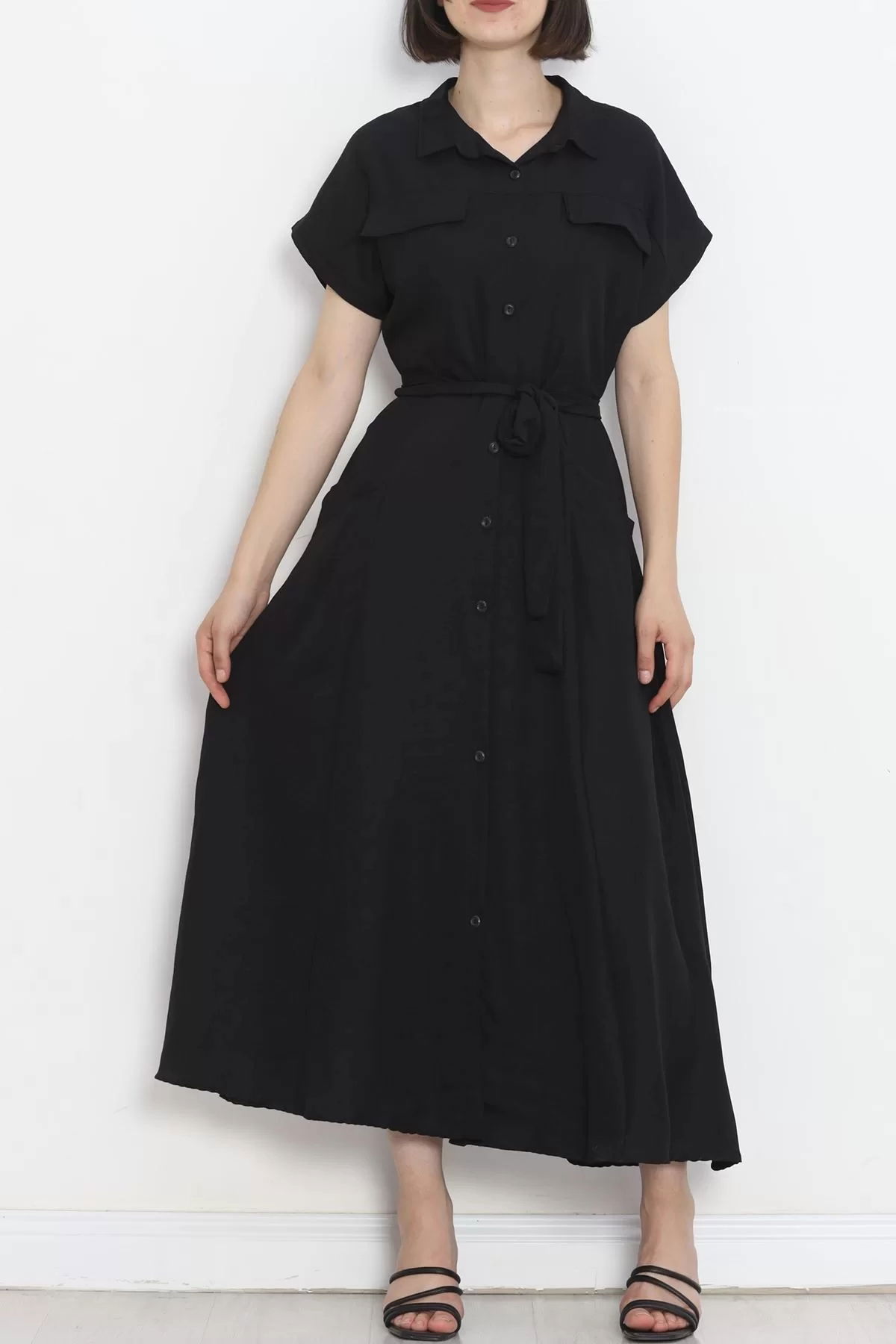 Pocket Detail Belted Dress Black - 18674.1778.