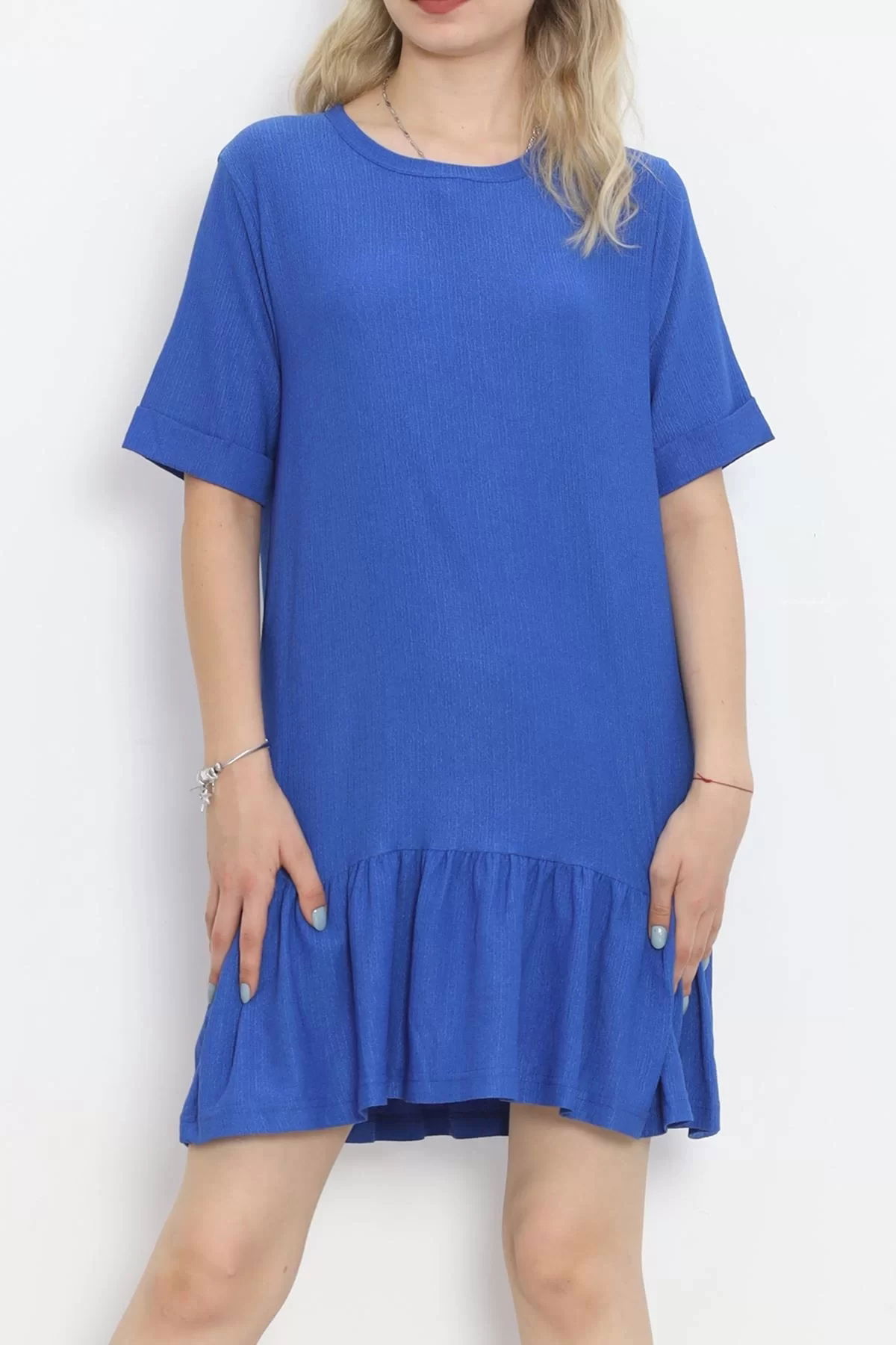 Short Sleeve Burümcük Dress Blue - 18877.1059.