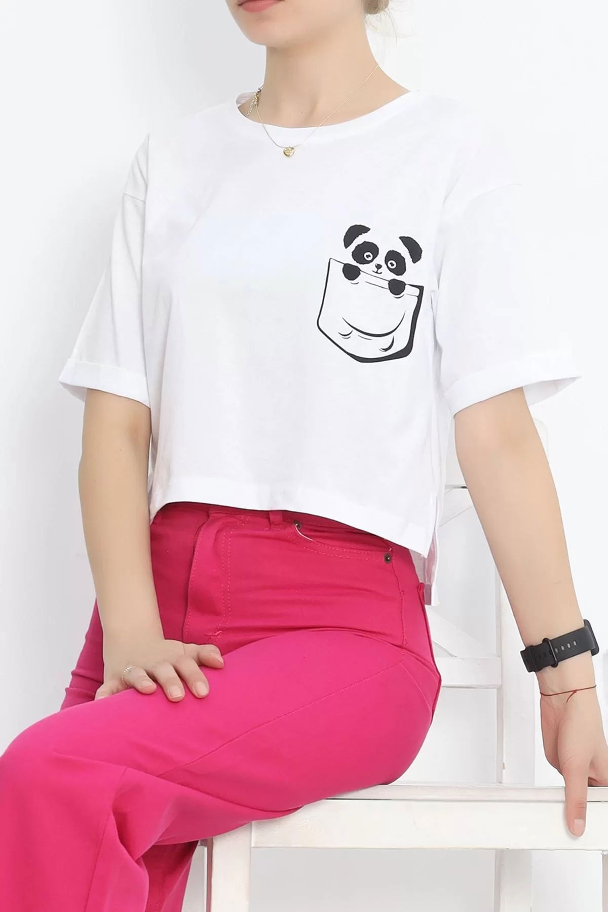 Printed Crop T-shirt White - 16487.1567.