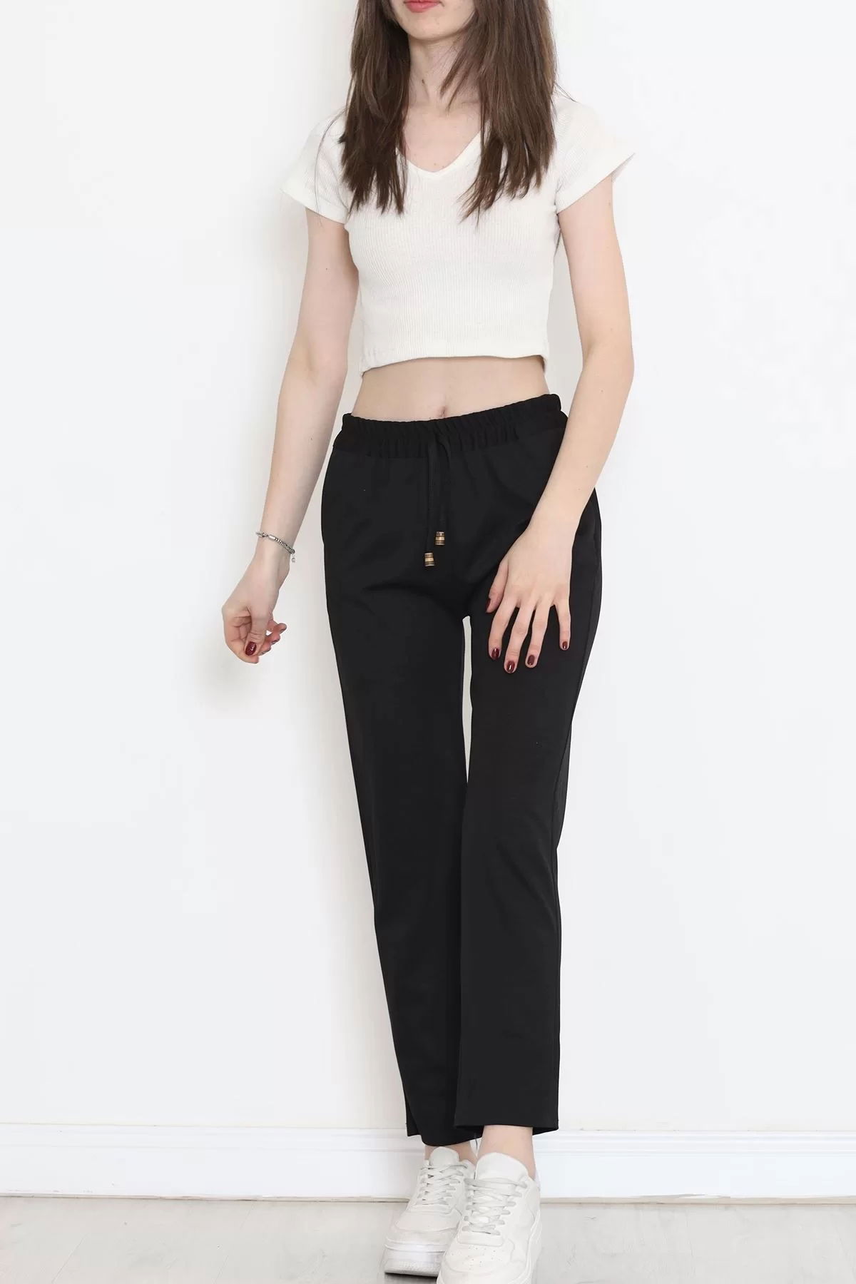 Crepe Lace-up Detailed Pants Black - 152429.1778.