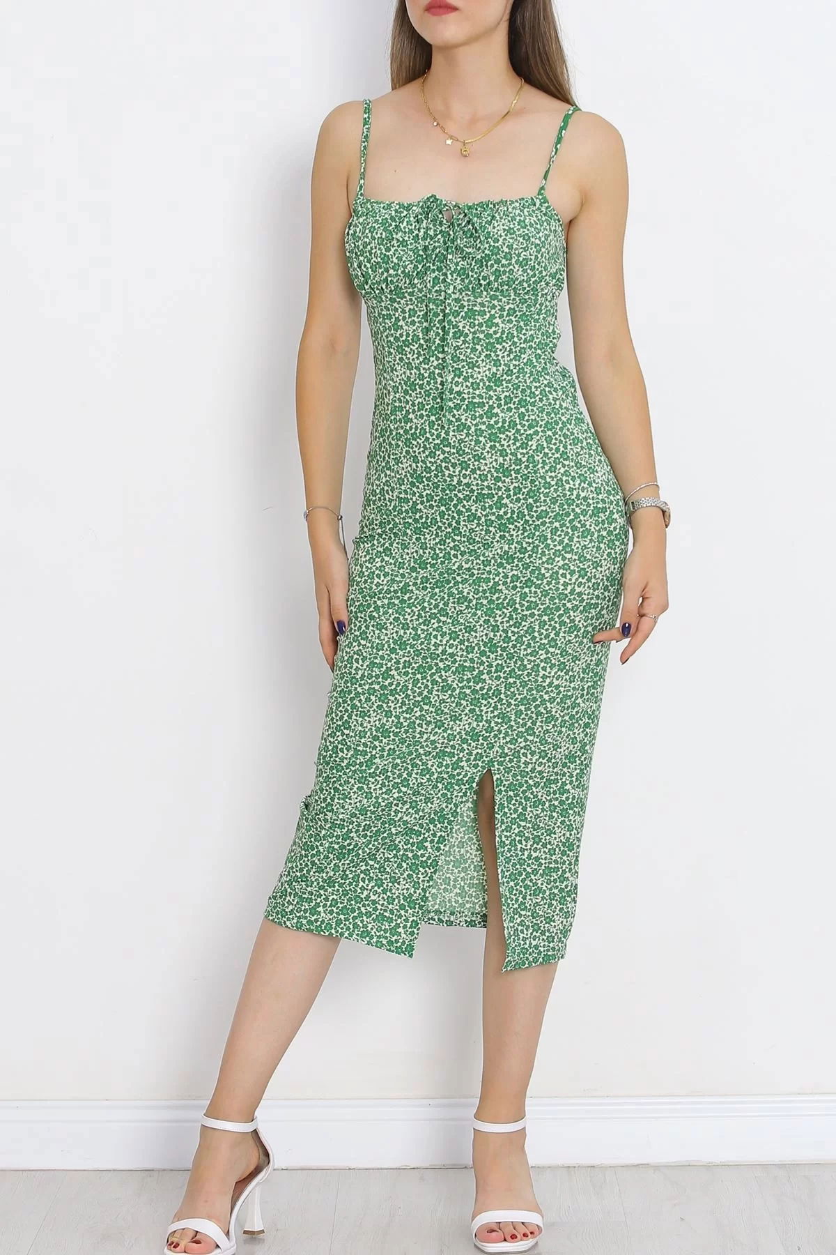 Strappy Patterned Dress Green - 650.1247.