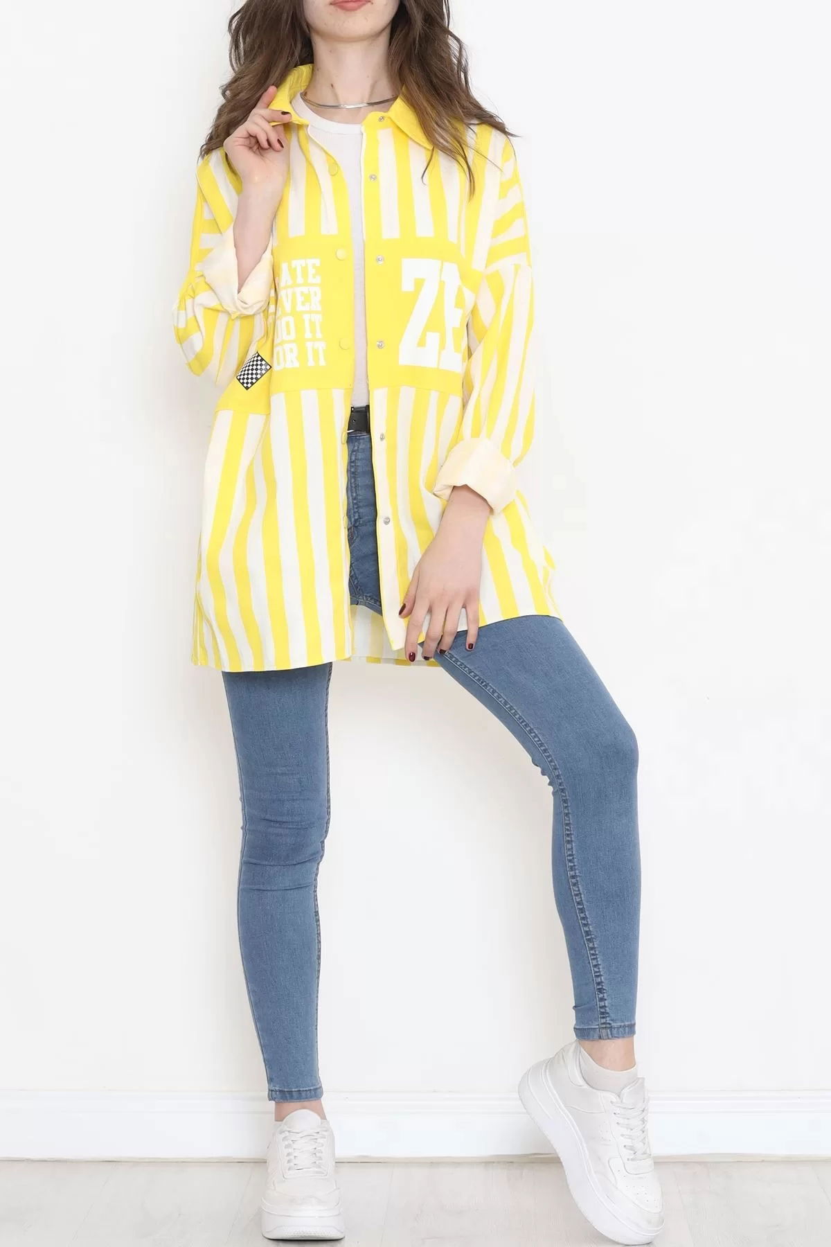 Printed Shirt Jacket Yellow - 1443.1367.