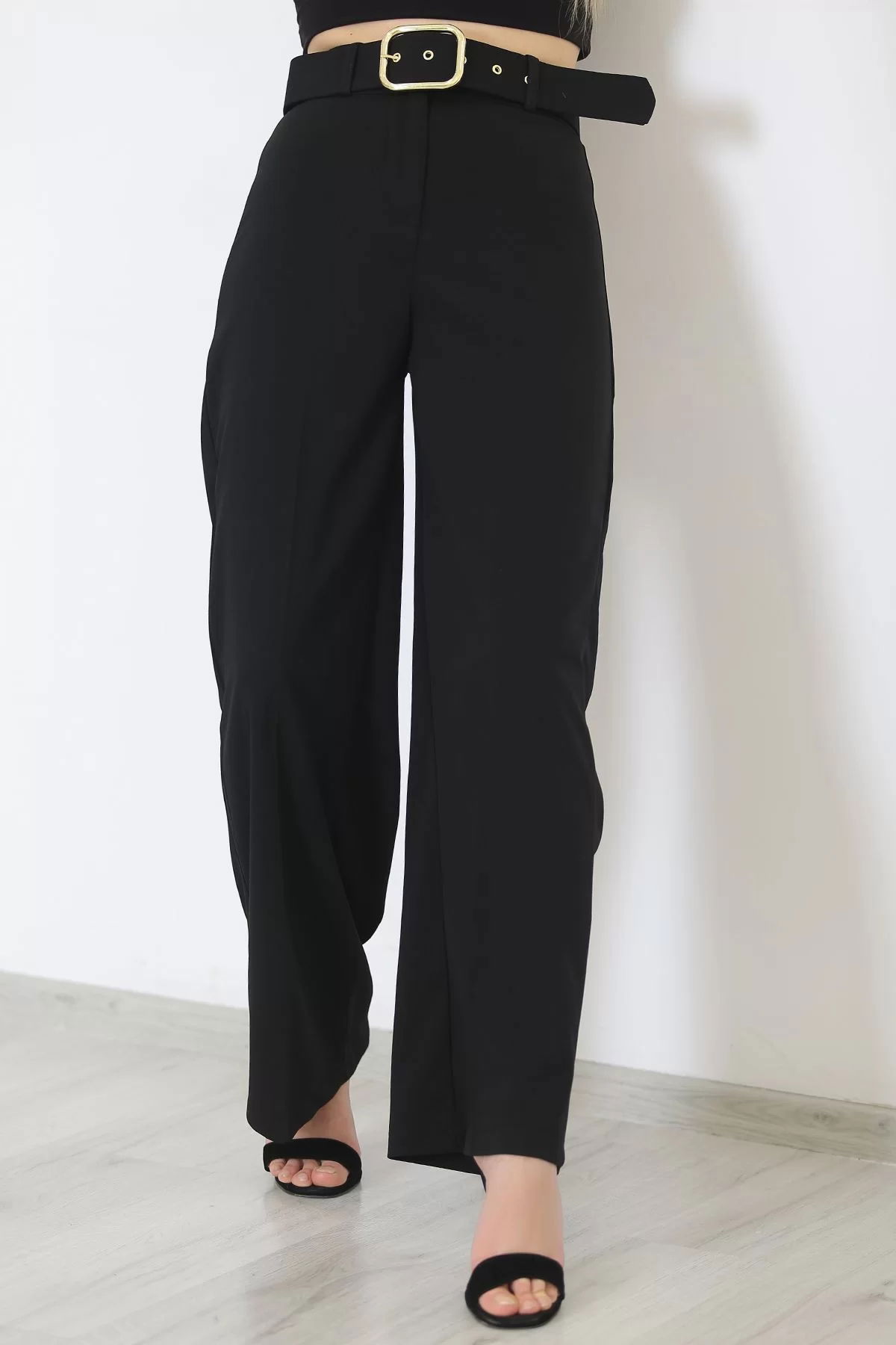 Belted Palazzo Pants Black - 24194.683.