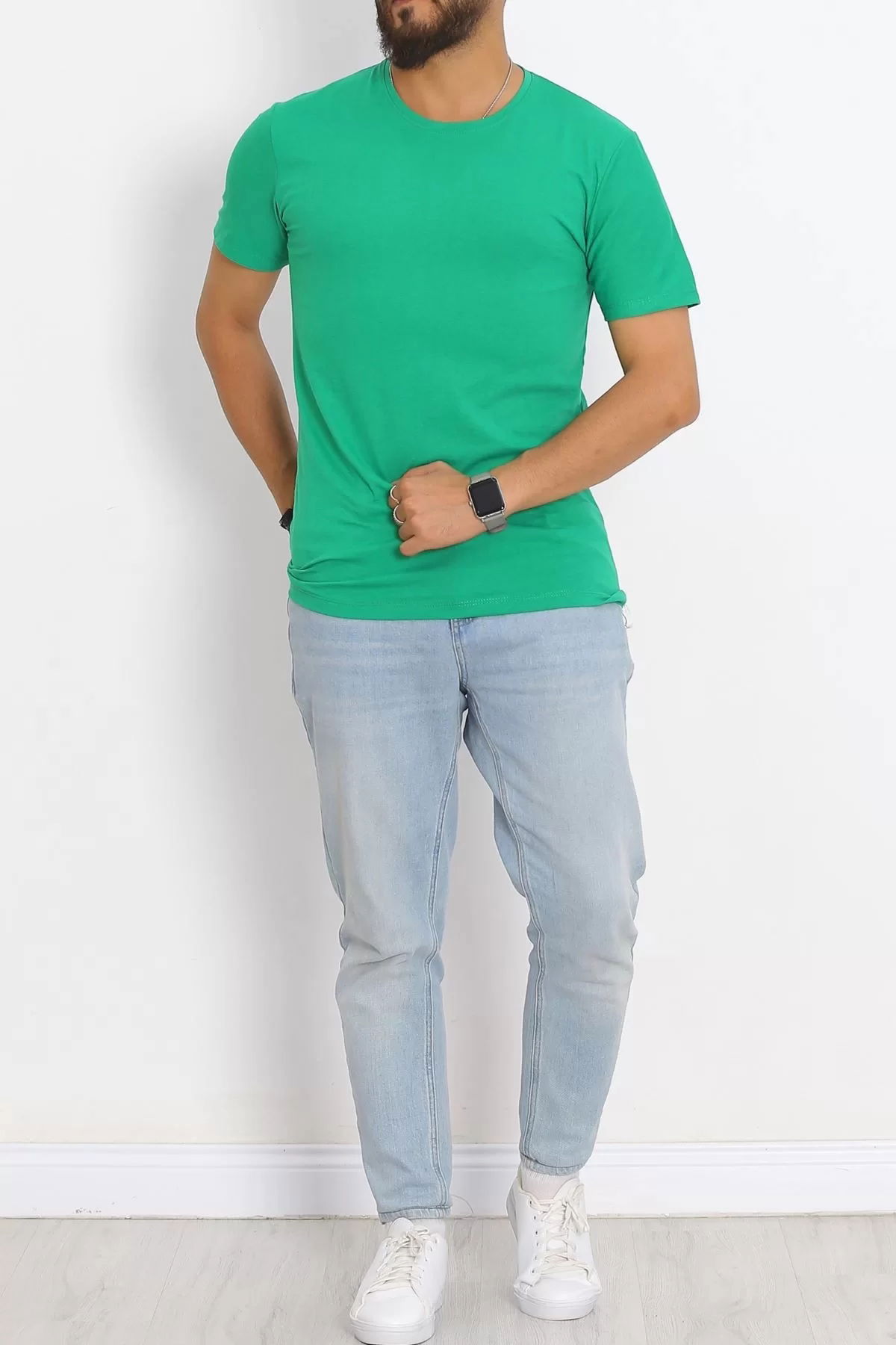 Crew Neck T-shirt Light Green - 17384.1778.