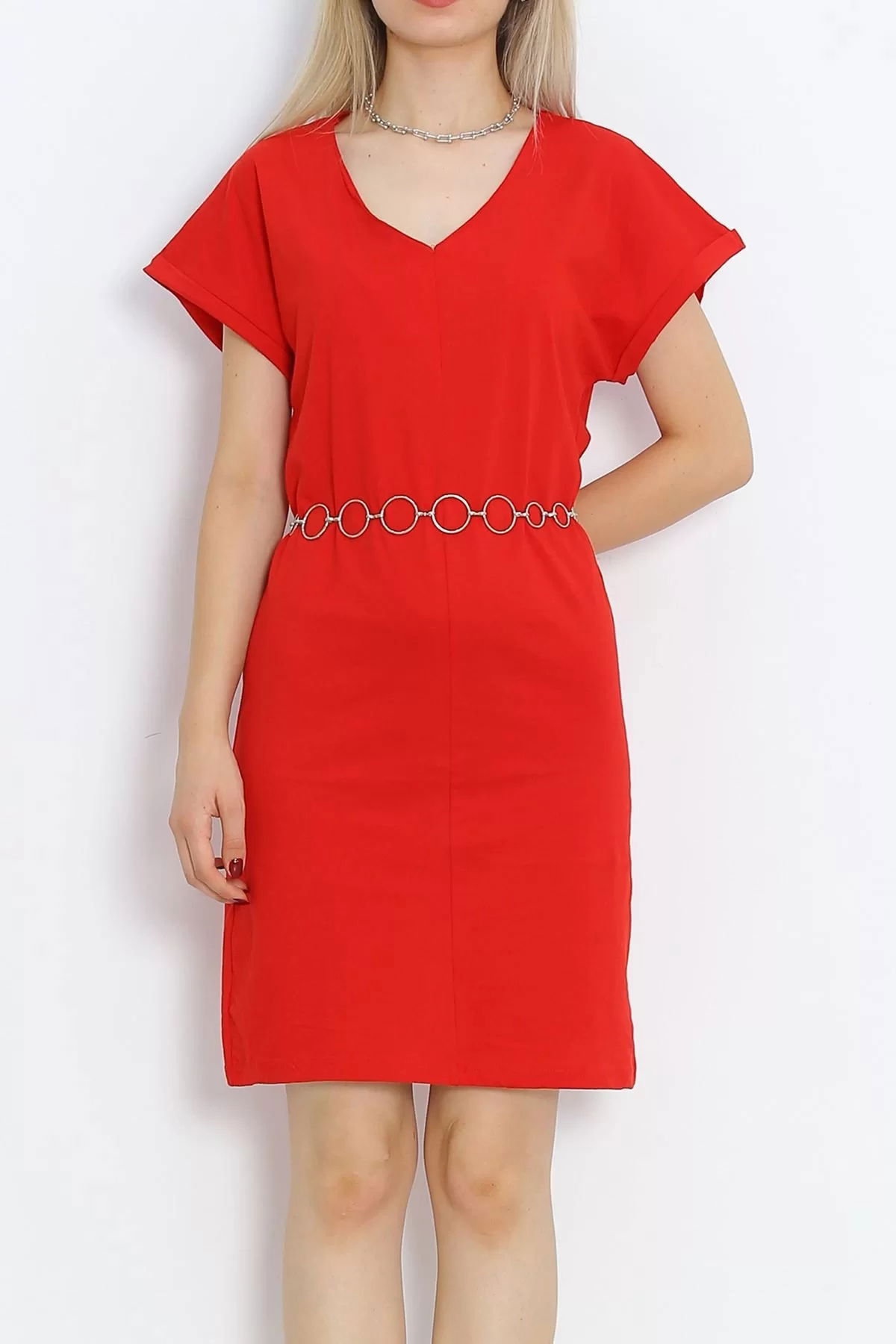 V Neck Suprem Dress Red - 15871.1567.