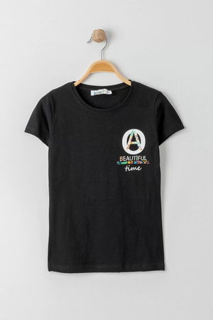 8-12 Years Printed Kids T-Shirt Black - 724927.1576.